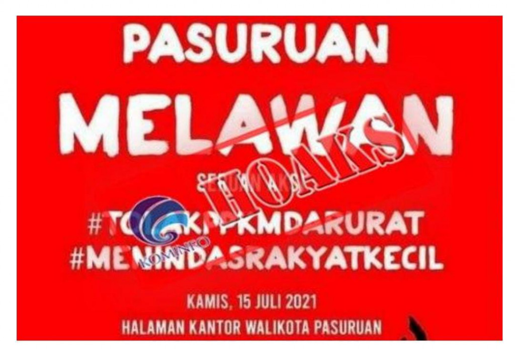 [HOAKS] Poster Seruan Aksi Tolak PPKM Darurat di Pasuruan